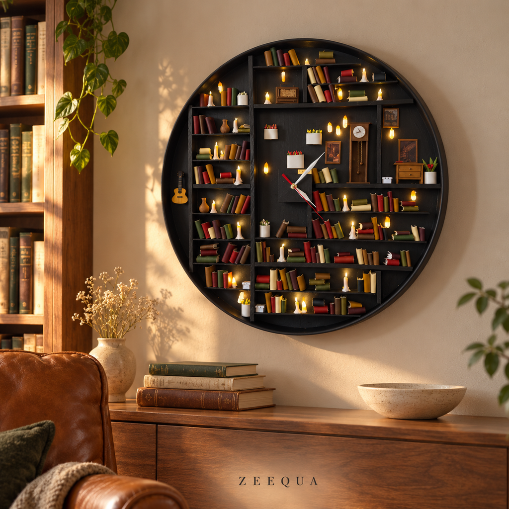 ZEEQUA Midnight Library Wall Clock