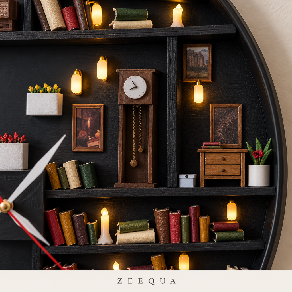 ZEEQUA Midnight Library Wall Clock